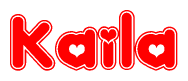 The image displays the word Kaila written in a stylized red font with hearts inside the letters.