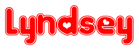 The image displays the word Lyndsey written in a stylized red font with hearts inside the letters.