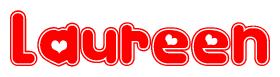 The image displays the word Laureen written in a stylized red font with hearts inside the letters.