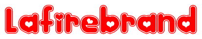The image displays the word Lafirebrand written in a stylized red font with hearts inside the letters.