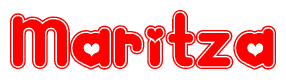 The image is a clipart featuring the word Maritza written in a stylized font with a heart shape replacing inserted into the center of each letter. The color scheme of the text and hearts is red with a light outline.