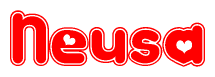 The image displays the word Neusa written in a stylized red font with hearts inside the letters.