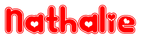 The image displays the word Nathalie written in a stylized red font with hearts inside the letters.