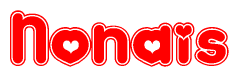 The image displays the word Nonais written in a stylized red font with hearts inside the letters.