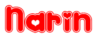 The image is a clipart featuring the word Narin written in a stylized font with a heart shape replacing inserted into the center of each letter. The color scheme of the text and hearts is red with a light outline.