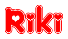 The image displays the word Riki written in a stylized red font with hearts inside the letters.