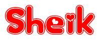 The image displays the word Sheik written in a stylized red font with hearts inside the letters.