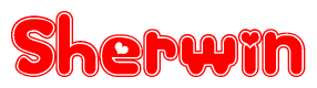 The image is a clipart featuring the word Sherwin written in a stylized font with a heart shape replacing inserted into the center of each letter. The color scheme of the text and hearts is red with a light outline.