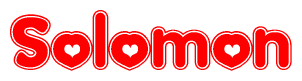 The image is a clipart featuring the word Solomon written in a stylized font with a heart shape replacing inserted into the center of each letter. The color scheme of the text and hearts is red with a light outline.