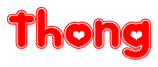 The image is a clipart featuring the word Thong written in a stylized font with a heart shape replacing inserted into the center of each letter. The color scheme of the text and hearts is red with a light outline.