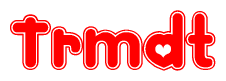 The image displays the word Trmdt written in a stylized red font with hearts inside the letters.