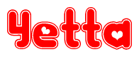 The image displays the word Yetta written in a stylized red font with hearts inside the letters.