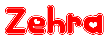 The image displays the word Zehra written in a stylized red font with hearts inside the letters.