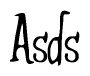 The image is a stylized text or script that reads 'Asds' in a cursive or calligraphic font.