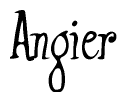 The image is of the word Angier stylized in a cursive script.