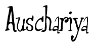 The image contains the word 'Auschariya' written in a cursive, stylized font.
