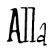 The image contains the word 'Alla' written in a cursive, stylized font.