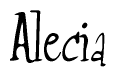 The image is a stylized text or script that reads 'Alecia' in a cursive or calligraphic font.