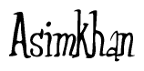 The image is a stylized text or script that reads 'Asimkhan' in a cursive or calligraphic font.