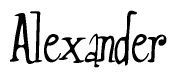 The image is a stylized text or script that reads 'Alexander' in a cursive or calligraphic font.