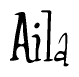 The image contains the word 'Aila' written in a cursive, stylized font.