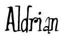 The image is a stylized text or script that reads 'Aldrian' in a cursive or calligraphic font.