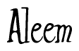 The image is of the word Aleem stylized in a cursive script.