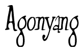 The image is of the word Agonyang stylized in a cursive script.