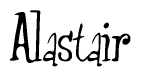 The image is of the word Alastair stylized in a cursive script.