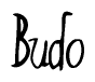 The image is a stylized text or script that reads 'Budo' in a cursive or calligraphic font.