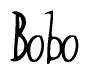 The image contains the word 'Bobo' written in a cursive, stylized font.