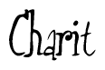 The image is of the word Charit stylized in a cursive script.
