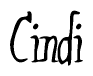 The image is of the word Cindi stylized in a cursive script.