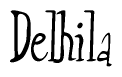 The image contains the word 'Delhila' written in a cursive, stylized font.