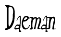 The image is a stylized text or script that reads 'Daeman' in a cursive or calligraphic font.