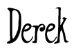 The image is of the word Derek stylized in a cursive script.
