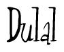 The image contains the word 'Dulal' written in a cursive, stylized font.
