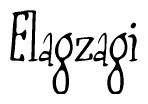 The image contains the word 'Elagzagi' written in a cursive, stylized font.