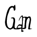 The image is a stylized text or script that reads 'Gan' in a cursive or calligraphic font.