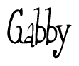 The image is a stylized text or script that reads 'Gabby' in a cursive or calligraphic font.