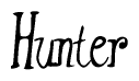 The image is a stylized text or script that reads 'Hunter' in a cursive or calligraphic font.