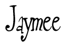 The image is of the word Jaymee stylized in a cursive script.