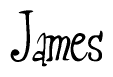 The image is a stylized text or script that reads 'James' in a cursive or calligraphic font.