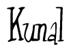 The image is of the word Kunal stylized in a cursive script.