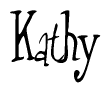 The image is a stylized text or script that reads 'Kathy' in a cursive or calligraphic font.