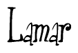The image is of the word Lamar stylized in a cursive script.