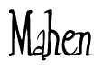 The image is of the word Mahen stylized in a cursive script.