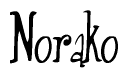 The image contains the word 'Norako' written in a cursive, stylized font.