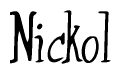 The image is of the word Nickol stylized in a cursive script.