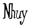 The image contains the word 'Nhuy' written in a cursive, stylized font.